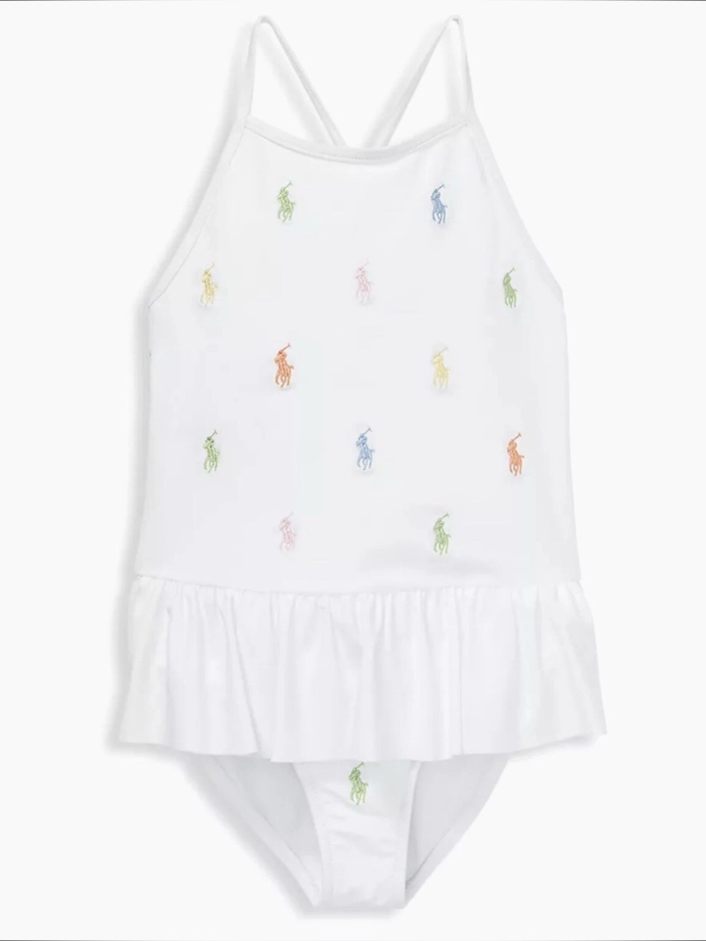 Polo Ralph Lauren Girls 3T One Piece Swimsuit Pony Logo Ruffle